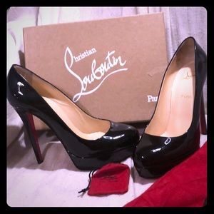 Christian Lounoutin. Bianca Patent Black Heels. 41